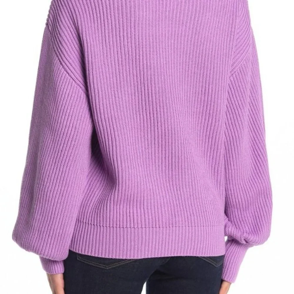 Lush Puff Sleeve Ribbed Sweater In Copper Size L - Picture 3 of 12